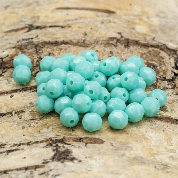 Akrylpärla facetterad opak 6 mm, Mintgrön (50st)