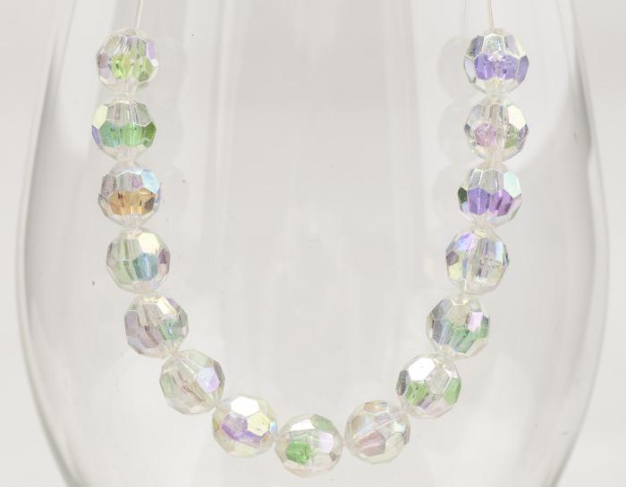 Akrylpärla facetterad AB 8 mm, Transparent (30st)