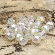 Akrylpärla facetterad AB 8 mm, Transparent (30st)