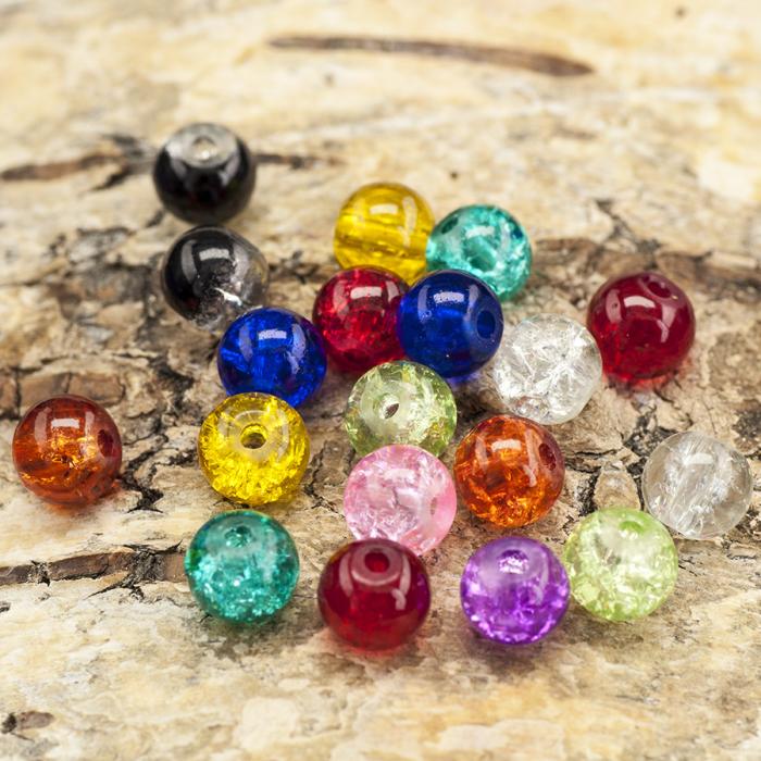 Krackelerad glaspärla rund 6 mm, Färgmix (20st)