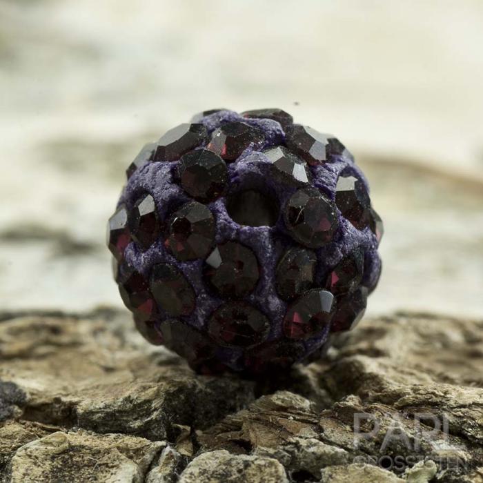 Shamballapärla strass/polymer 10 mm, Mörklila (st)
