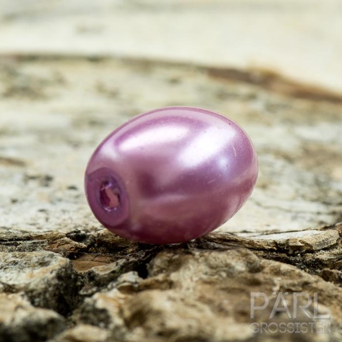 Oval vaxad glaspärla 8x6 mm, Rosalila (20st)