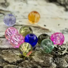 Krackelerad glaspärla rund 6 mm, Färgmix (20st)