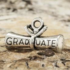 Berlock Diplom "Graduate" 21x13mm, Antiksilver (5st)