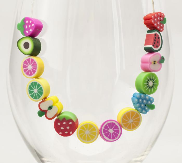 Polymerpärla Frukt, Pastellmix (10st)