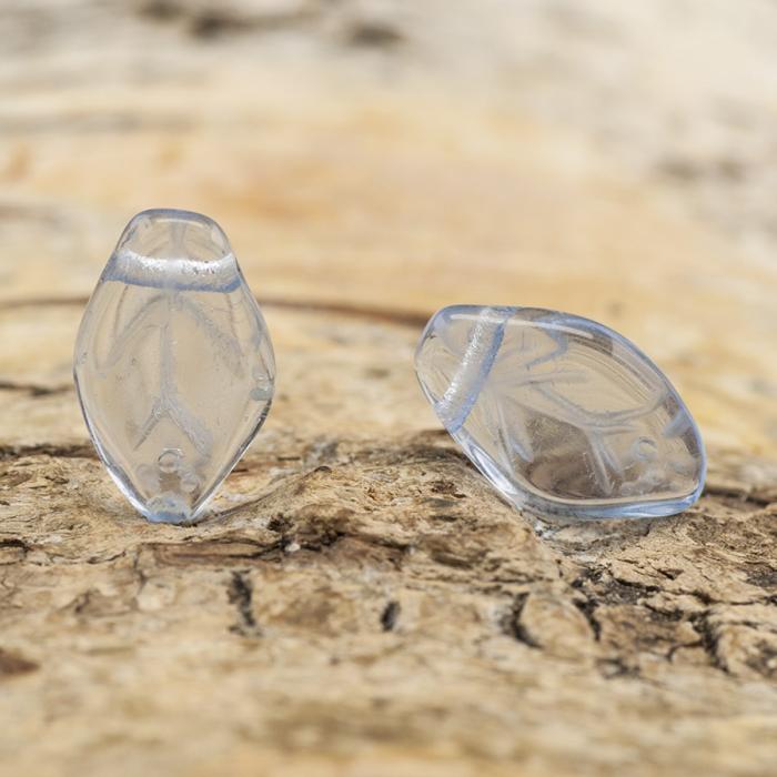 Glaslöv 8x12 mm, Ljusblå (10st)