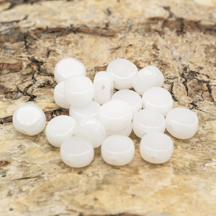 Glaspärla Lins 6 mm, Vit (20st)