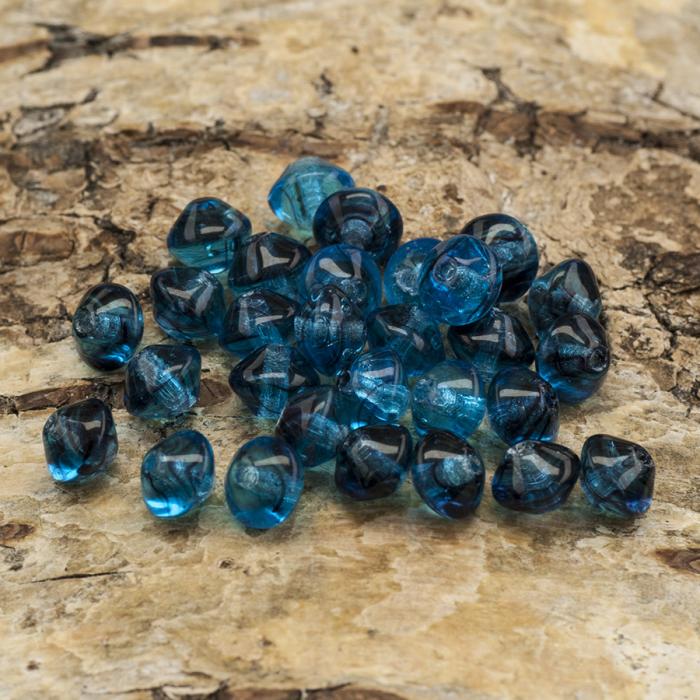 Glaspärla Snurra 6x5 mm, Blå/Svart (30st)