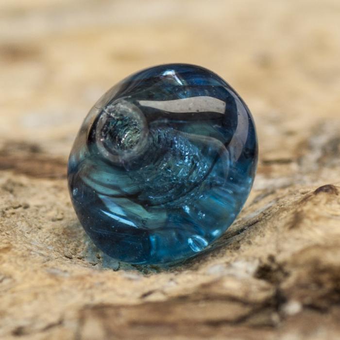 Glaspärla Snurra 6x5 mm, Blå/Svart (30st)