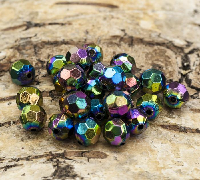 Akrylpärla facetterad AB 8 mm, Svart (30st)