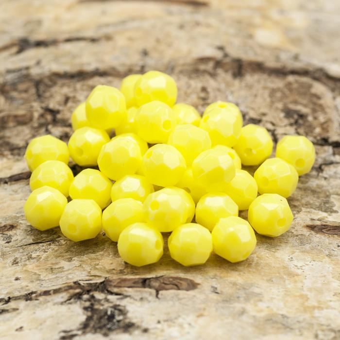 Akrylpärla facetterad opak 6 mm, Ljusgul (50st)