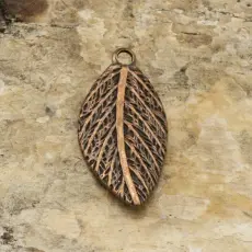 Hänge Löv 7,5x15 mm, Antikkoppar (10st)