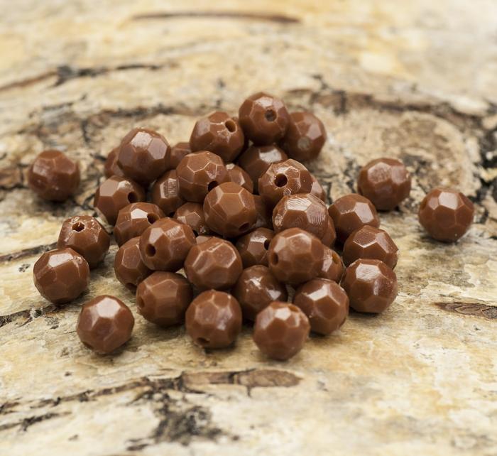 Akrylpärla facetterad opak 6 mm, Brun (50st)