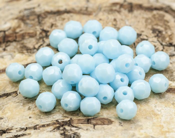 Akrylpärla facetterad opak 6 mm, Pastellblå (50st)