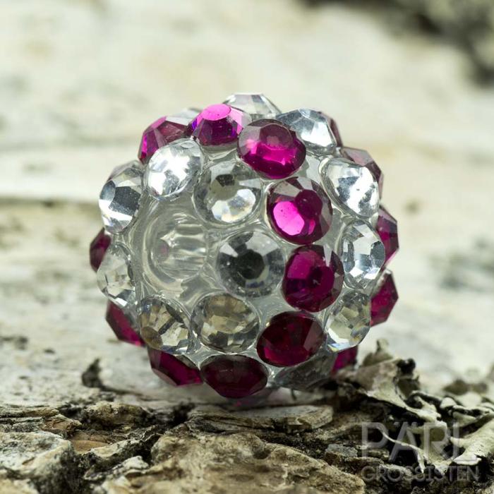 Strasspärla resin 14 mm, Rosa/Klar (st)