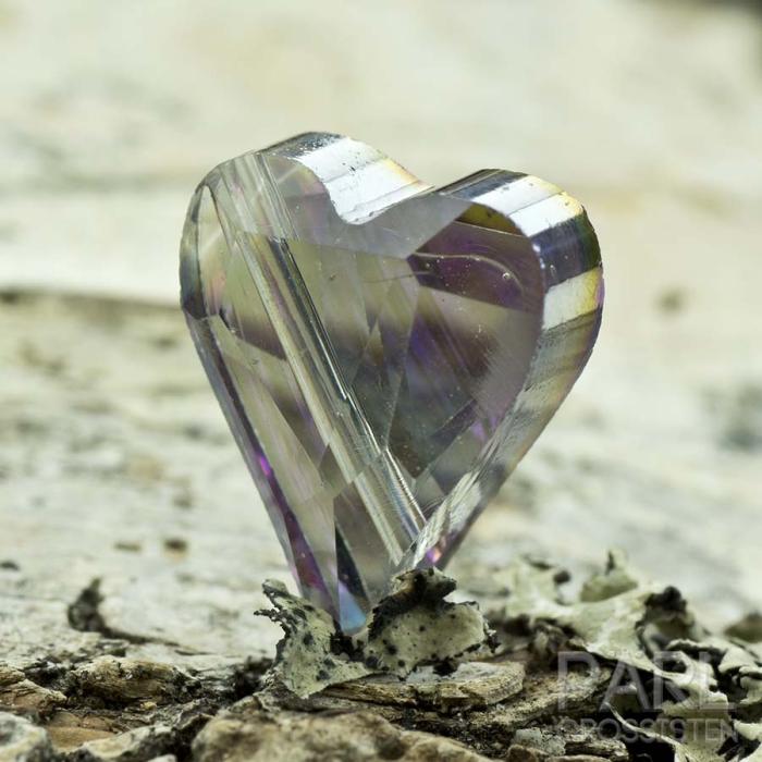 Glaspärla facetterat hjärta 12x10 mm, Grön (st)