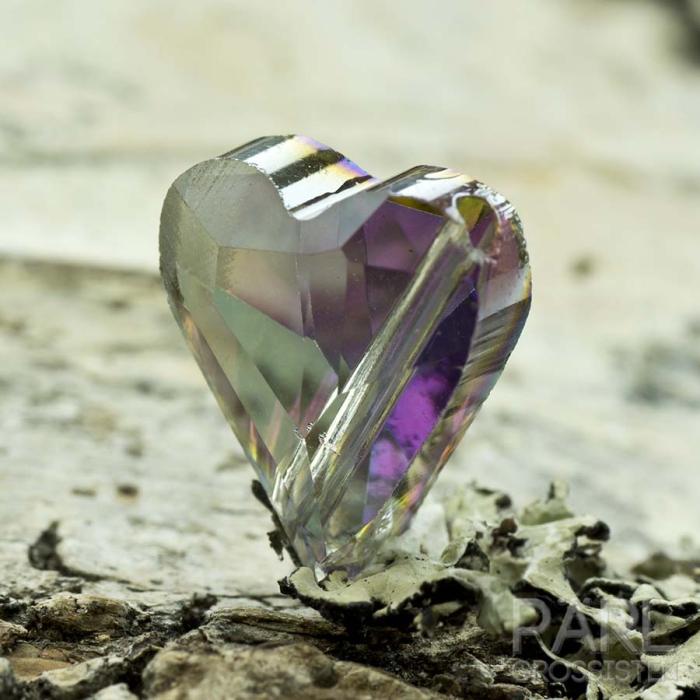 Glaspärla facetterat hjärta 12x10 mm, Grön (st)