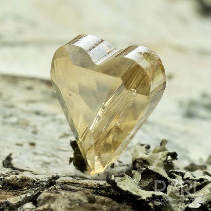 Glaspärla facetterat hjärta 12x10 mm, Guld (st)