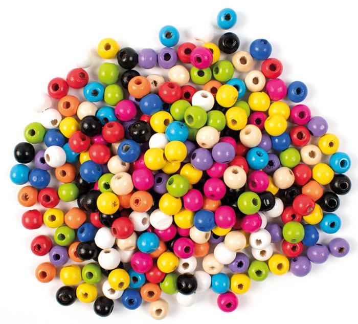 Träpärlor 10 mm, Färgmix (200 st)