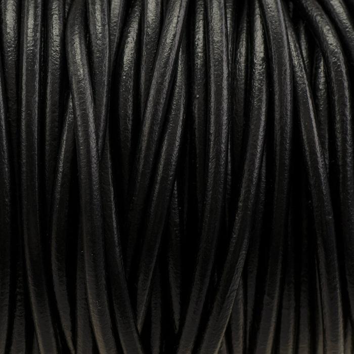 Äkta läderband 5 mm, Svart (meter)
