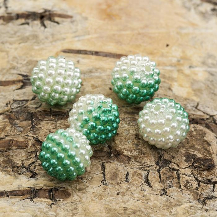 Bubbelpärla 12 mm, Turkos/Vit (5st)
