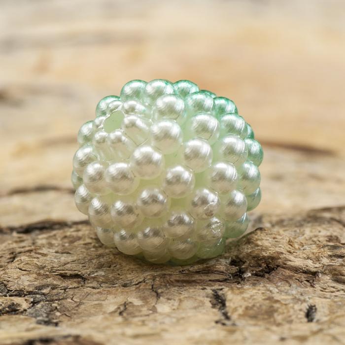 Bubbelpärla 12 mm, Turkos/Vit (5st)