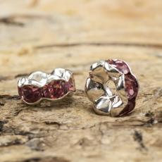 Mellandel Strassrondell 6 mm, Rosa/Silverfärg (5st)