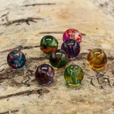Glaspärla spraymålad 8 mm, Klar/Färgmix (20st)