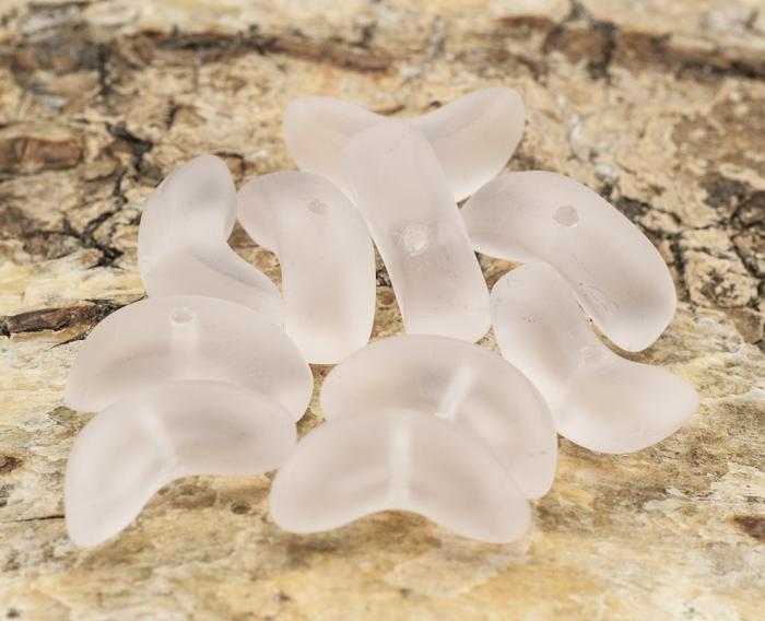 Frostad glaspärla båge 13,5x6 mm, Ljusrosa (10st)