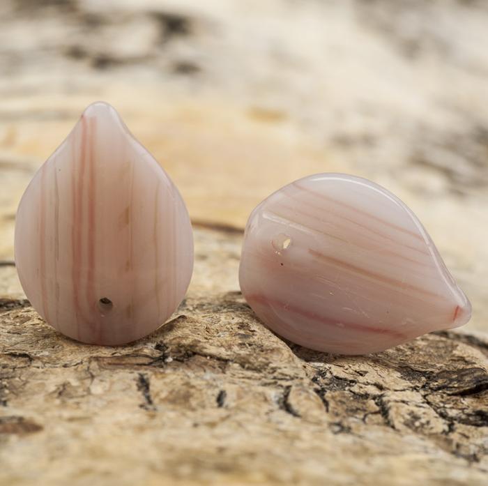 Glaslöv 13x18 mm, Rosa/Vit (10st)