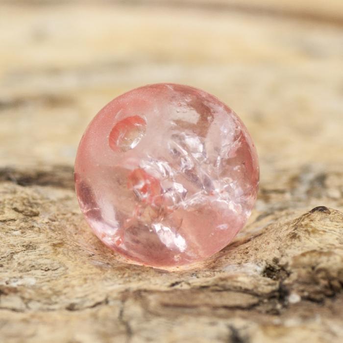 Krackelerad glaspärla rund 6 mm, Rosa/Klar (40st)