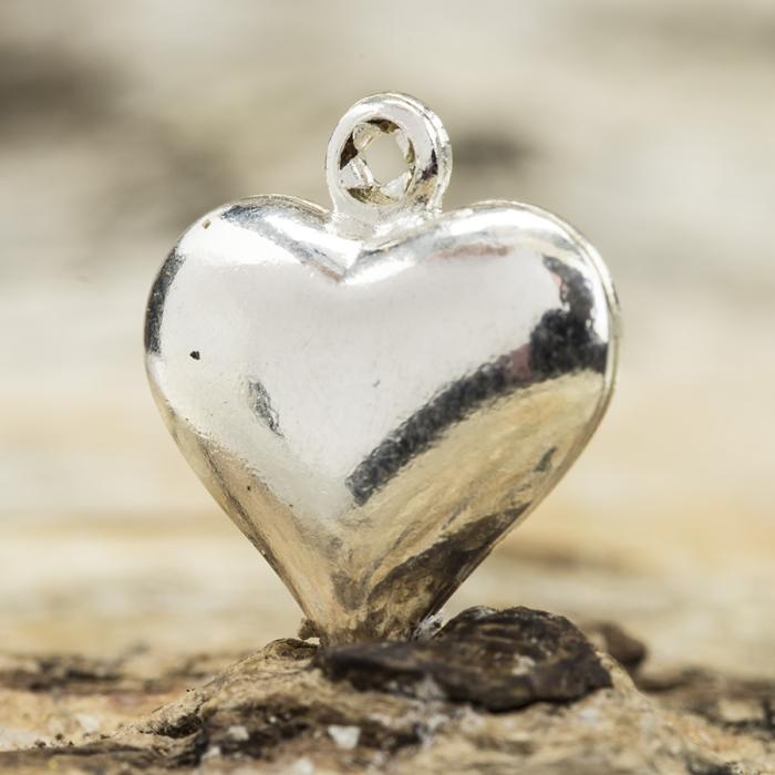 Berlock Hjärta 11x12x4 mm, Silverfärg (5st)
