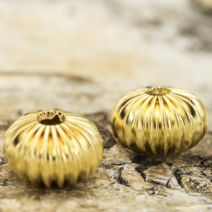 Räfflad pärla 12x8 mm, Guldfärg (5st)
