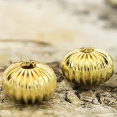 Räfflad pärla 12x8 mm, Guldfärg (5st)