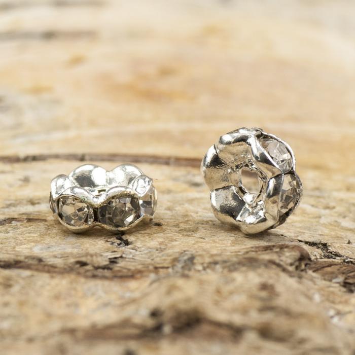 Mellandel Strassrondell 6 mm, Klar/Silverfärg (5st)