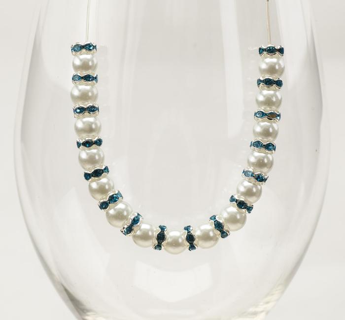 Mellandel Strassrondell 6 mm, Turkos/Silverfärg (5st)