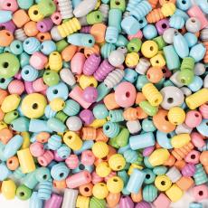 Träpärlor 8-25 mm, Pastell (1 kg)