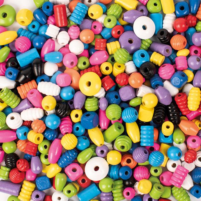Träpärlor 8-25 mm, Basfärger (1 kg)