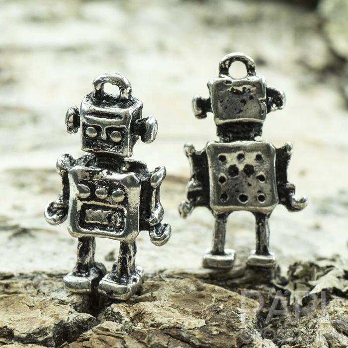 Berlock Robot 10x17 mm, Antiksilver (5st)