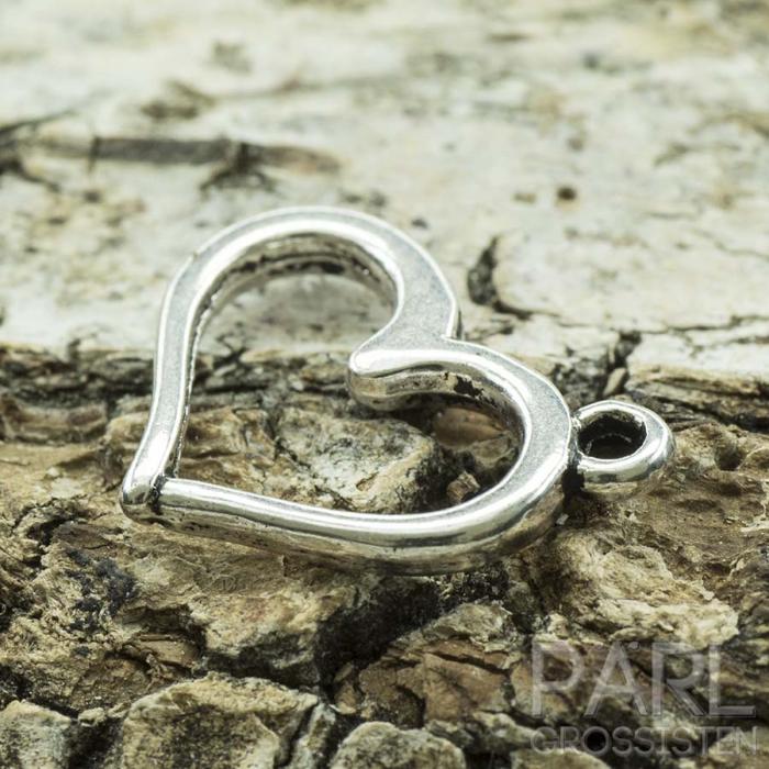 Berlock Hjärta 13x16 mm, Antiksilver (5st)