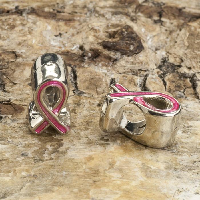 Ormlänkspärla Rosa Bandet 11x6x7 mm, Rosa/Platinafärg (st)