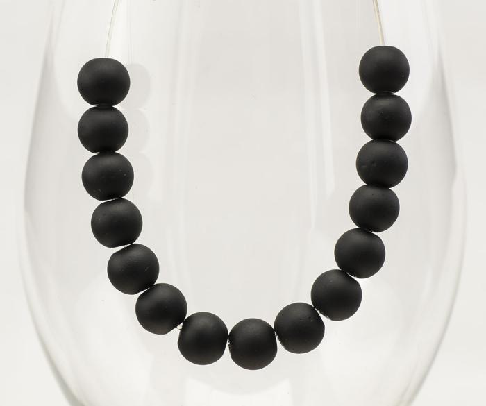 Glaspärla med gummikänsla 8 mm, Svart (15st)