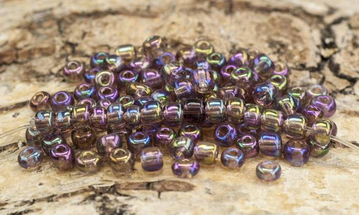 Seed Beads transparent rainbow 4 mm, Lila (20g)
