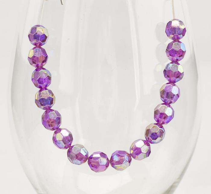 Akrylpärla facetterad AB 8 mm, Rosa (30st)