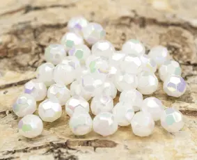 Akrylpärla facetterad AB 6 mm, Vit (50st)