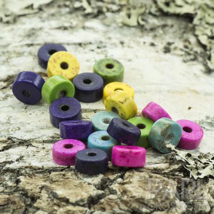 Turkospärla Rondell 6x3 mm, Färgmix (20st)