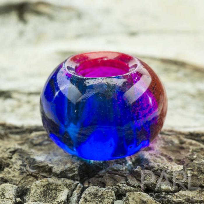 Ormlänkspärla i glas 15x10 mm, Lila/Blå (st)