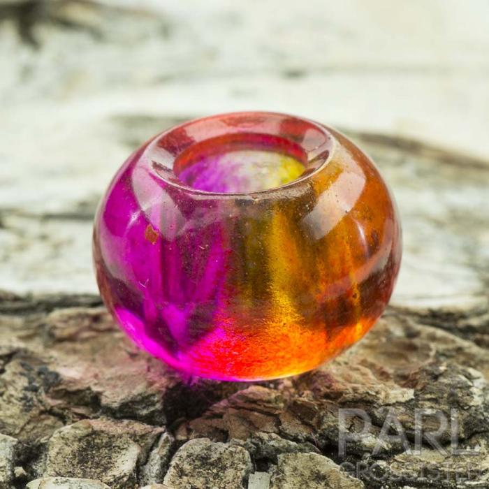 Ormlänkspärla i glas 15x10 mm, OrangeRöd/Fuchsia (st)