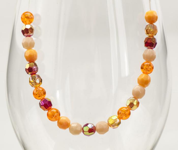 Akrylpärla facetterad mix 6 mm, Orange (10g)