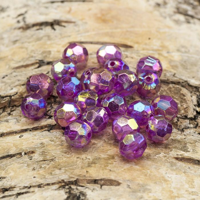 Akrylpärla facetterad AB 8 mm, Rosa (30st)